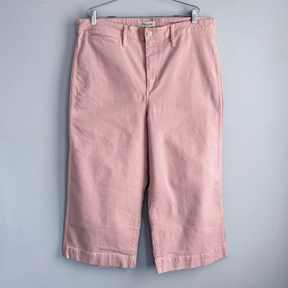 Madewell Emmett Wide Leg Crop Pants Pink Oyster Plus Size 34 High Rise Preppy - Picture 4 of 16